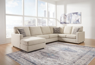Ashley Edenfield Linen 3-Piece Sectional with Chaise