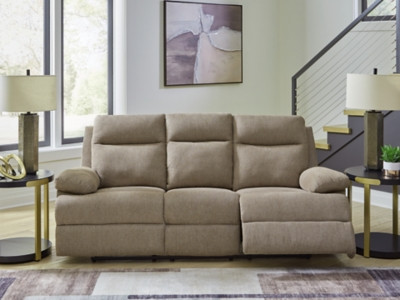 Ashley Tarrant Mocha Reclining Sofa with Drop Down Table
