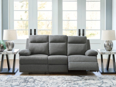 Ashley Tarrant Charcoal Reclining Sofa with Drop Down Table