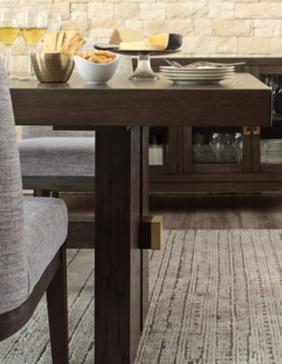 Ashley Burkhaus Dark Brown 10 Piece Dining Set with Table, 4 Chairs, 2 Arm Chairs and Storage