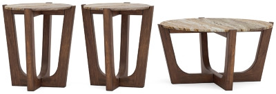 Ashley Tanidore Warm Brown Coffee Table with 2 End Tables