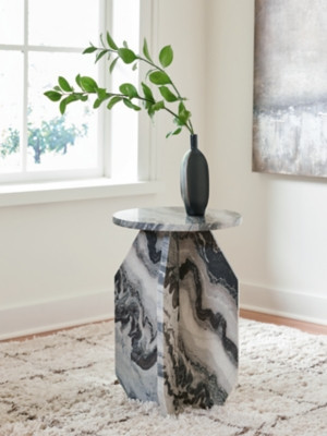 Ashley Wrenlane Black White Taupe Accent Table