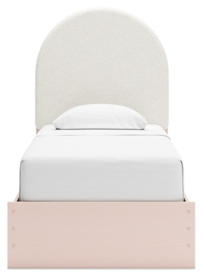 Ashley Wistenpine Blush Twin Upholstered Panel Bed with Nightstand