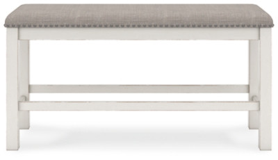 Robbinsdale Antique White Counter Height Dining Table and 4 Barstools and Bench