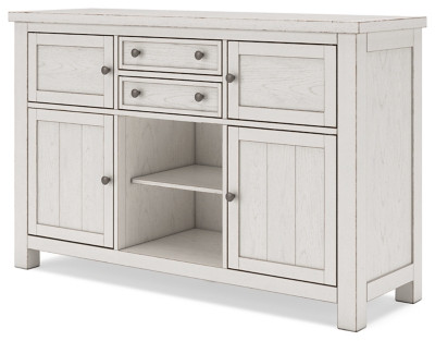 Ashley Robbinsdale Antique White Counter Height Dining Table and 10 Barstools and Storage