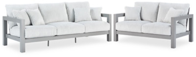Ashley Moonlight View Gray Outdoor Sofa and Loveseat