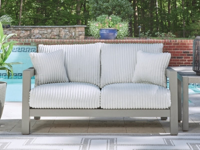 Ashley Moonlight View Gray Outdoor Loveseat with Cushion