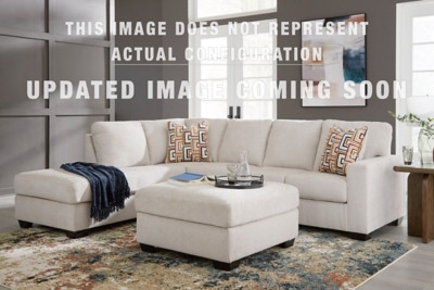 Ashley Aviemore Stone 2-Piece Sectional with Ottoman