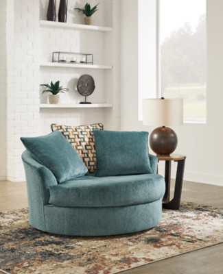 Ashley Laylabrook Teal Oversized Swivel Accent Chair