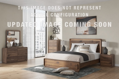 Ashley Hollinaze Walnut Brown King Panel Bed, Chest and Nightstand