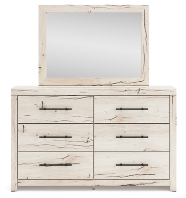 Ashley Lawroy Light Natural Queen Panel Storage Bed, Dresser, Mirror and Nightstand B100/13/B2310/54S/57/95/31/36/92