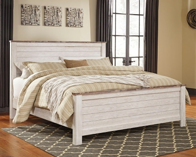 Ashley Willowton Whitewash King Panel Bed