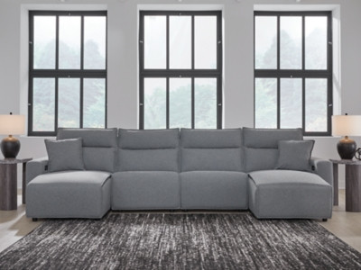 Ashley Modmax II Salt and Pepper 4-Piece Power Reclining Sectional with Chaise