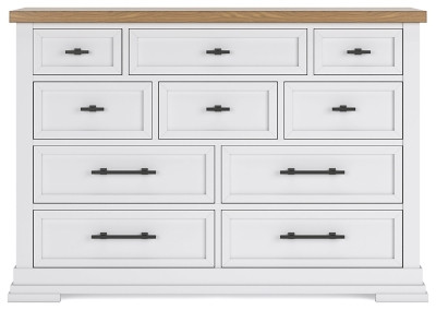Benchcraft Ashbryn White Natural King Panel Storage Bed and Dresser