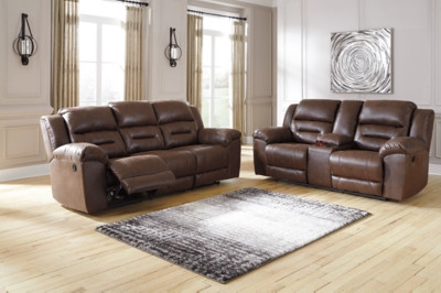 Ashley Stoneland Chocolate Reclining Sofa and Loveseat