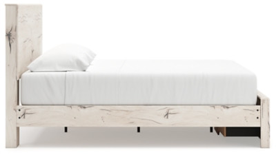 Ashley Lawroy Light Natural King Panel Storage Bed and 2 Nightstands B100/14/B2310/56S/58/60(2)/92(2)