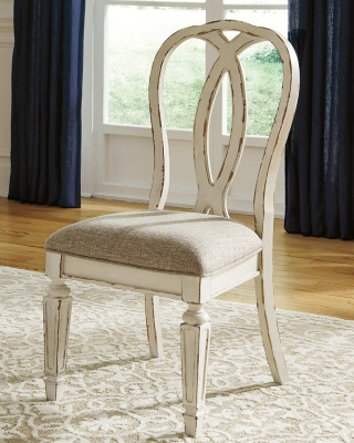 Ashley Realyn Chipped White Ribbon Back Dining Chair (Set of 2)