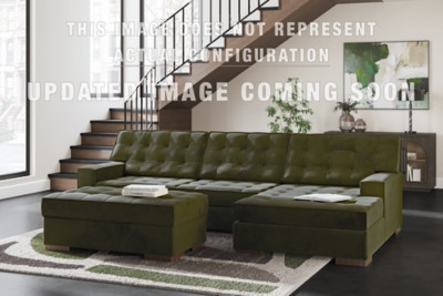 Ashley Chalcombe Olive 2-Piece Sectional with Ottoman