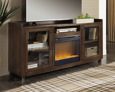 Ashley Starmore Brown 70" TV Stand with Electric Fireplace