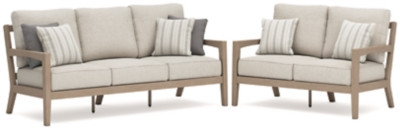 Ashley Hallow Creek Driftwood Outdoor Sofa and Loveseat