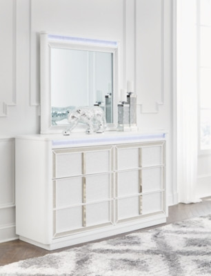 Ashley Chalanna White Dresser and Mirror