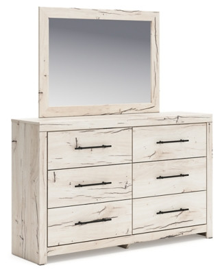 Ashley Lawroy Light Natural Full Panel Storage Bed, Dresser and Mirror B100/12/B2310/50(2)/84S/87/31/36