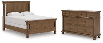 Ashley Chadworth Brown Queen Poster Bed with Dresser