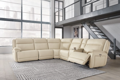 Ashley Double Deal Almond 6-Piece Power Reclining Sectional