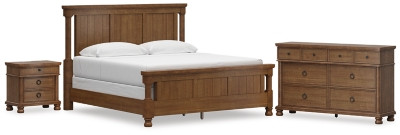 Ashley Chadworth Brown California King Poster Bed with Dresser and Nightstand