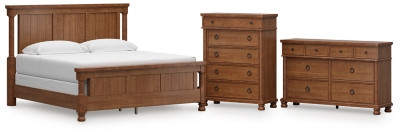 Ashley Chadworth Brown California King Poster Bed with Dresser and