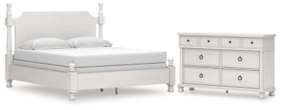 Ashley Chadworth Antique White California King Poster Bed and Dresser