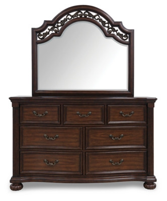 Ashley Lavinton Brown California King Poster Bed, Dresser, Mirror, Chest and Nightstand