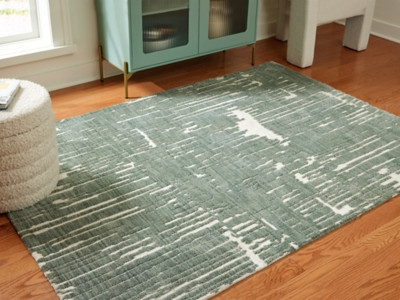 Ashley Cayworth Teal White 5' x 7' Rug