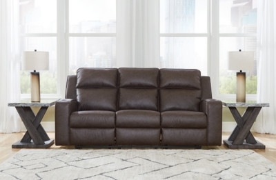 Ashley Lavenhorne Umber Reclining Sofa with Drop Down Table