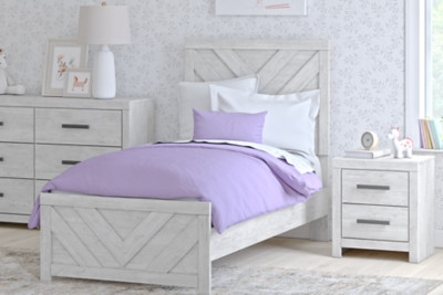 Ashley Cayboni Whitewash Twin Panel Bed