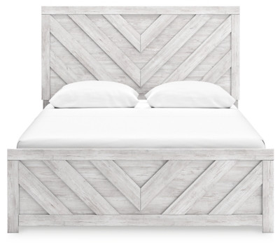 Ashley Cayboni Whitewash Queen Panel Bed and 2 Nightstands