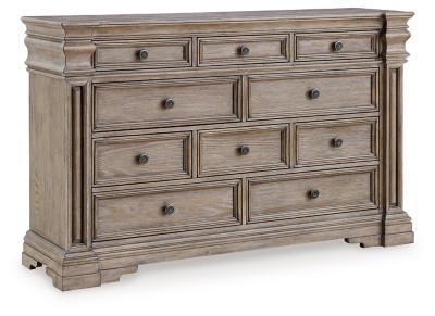 Ashley Blairhurst Light Grayish Brown King Panel Bed with Dresser and Nightstand
