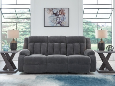 Ashley Greely Bend Steel Power Reclining Sofa with Drop Down Table