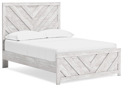 Ashley Cayboni Whitewash Full Panel Bed and Nightstand