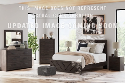 Ashley Prendonea Charcoal King Panel Bed, Dresser, Mirror and Nightstand