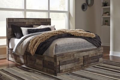 Benchcraft Derekson Multi Gray Queen Panel Bed with 6 Storage Drawers