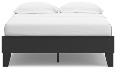 Ashley Socalle Black Full Platform Bed and 2 Nightstands