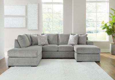 Ashley Casselbury Cement 2-Piece Sectional with RAF Sofa Chaise / LAF Corner Chaise