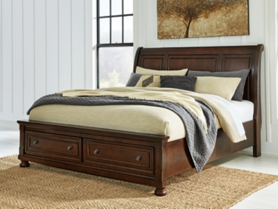 Ashley Porter Rustic Brown King Sleigh Storage Bed