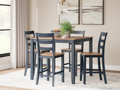 Ashley Gesthaven Natural Blue Counter Height Dining Table and 4 Barstools (Set of 5)