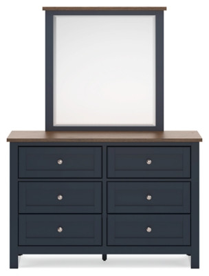 Ashley Landocken Brown Blue Queen Panel Bed, Dresser, Mirror, Chest and 2 Nightstands