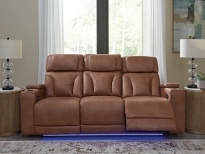 Ashley Point Clear Caramel Power Reclining Sofa