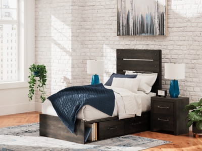 Ashley Delmorta Dark Gray Twin Panel Storage Bed