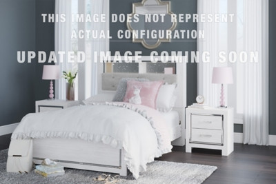 Ashley Altyra White King Upholstered Storage Bed and Dresser