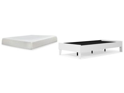 Piperton White Twin Platform Bed with Mattress EB1221/111/M699/11